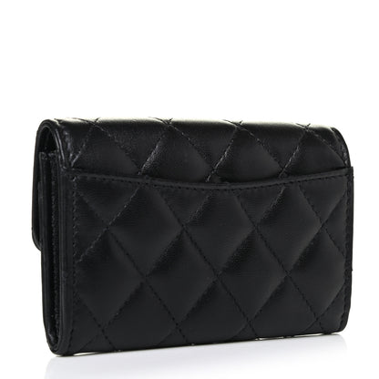 Chanel Lambskin Quilted Flap Card Holder Wallet So Black 2 of 4