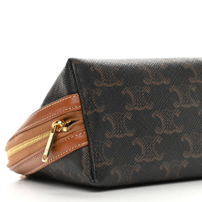 Celine Triomphe Canvas Calfskin Mini Clutch on Chain Tan 8 of 9