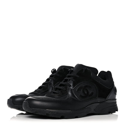 Chanel Toile Suede Calfskin CC Sneakers 39 Black 3 of 9