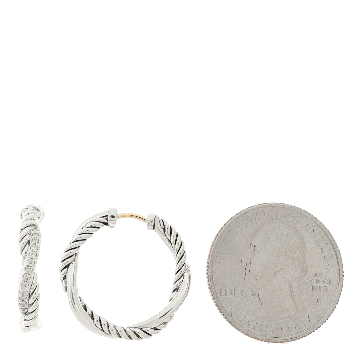 David Yurman Sterling Silver Diamond Petite Infinity Hoop Earrings 2 of 4