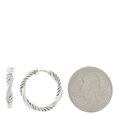 David Yurman Sterling Silver Diamond Petite Infinity Hoop Earrings 2 of 4
