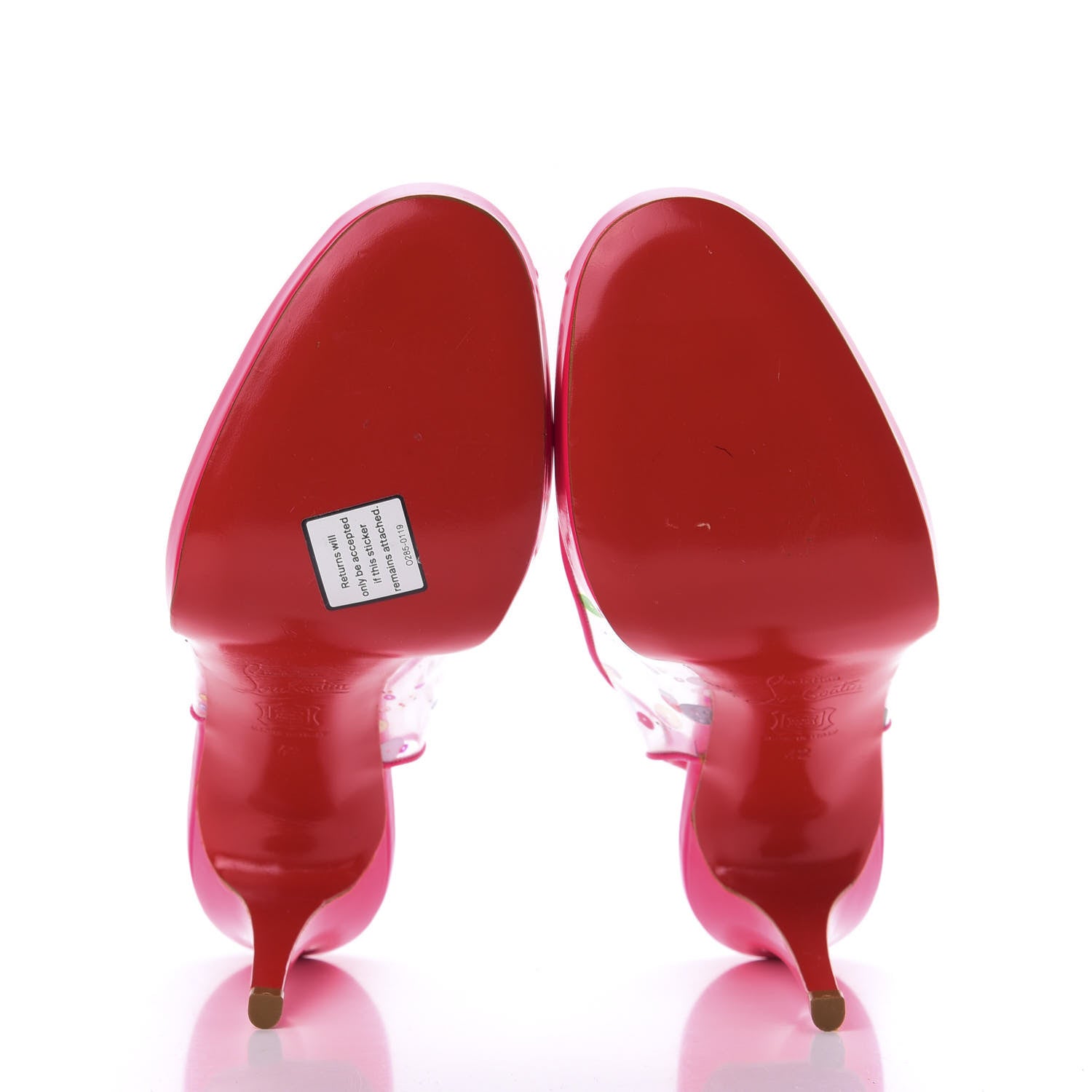 Christian Louboutin Patent PVC Sequin Platform Slingback Peep Toe Pumps 42 Pink 5 of 8