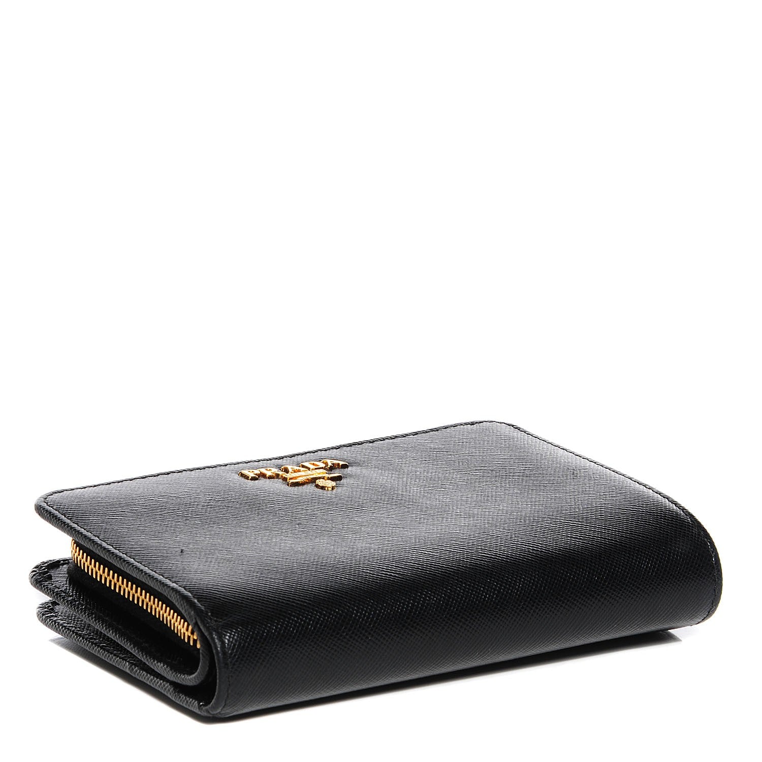 Prada Saffiano Metal Compact Wallet Black 4 of 9