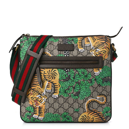 Gucci GG Supreme Monogram Bengal Web Medium Flat Messenger Beige Yard 1 of 10