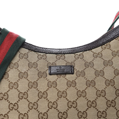 Gucci Monogram Web Medium Half Moon Hobo Dark Brown 10 of 10