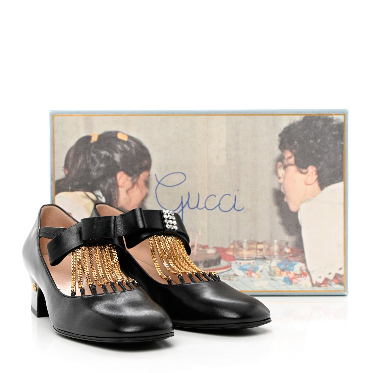 Nappa Crystal Bonny Bow Mary Jane Pumps 36 Black