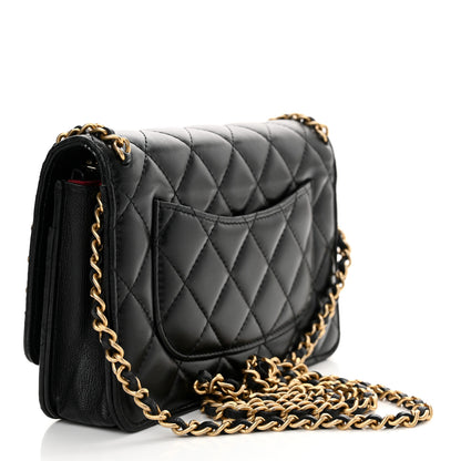 Chanel Lambskin Quilted Chain Around Wallet On Chain WOC Black 3 of 14