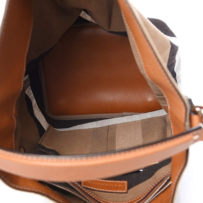 Burberry Canvas Mega Check Medium Ashby Hobo Saddle Brown 4 of 11