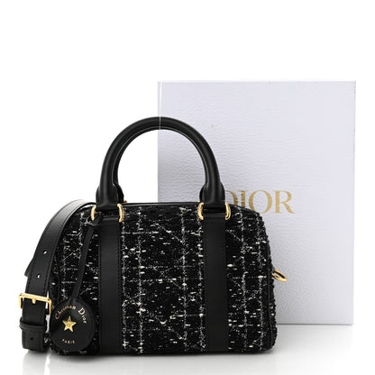 Christian Dior Tweed Cannage Groove 20 Bag Black White 14 of 14