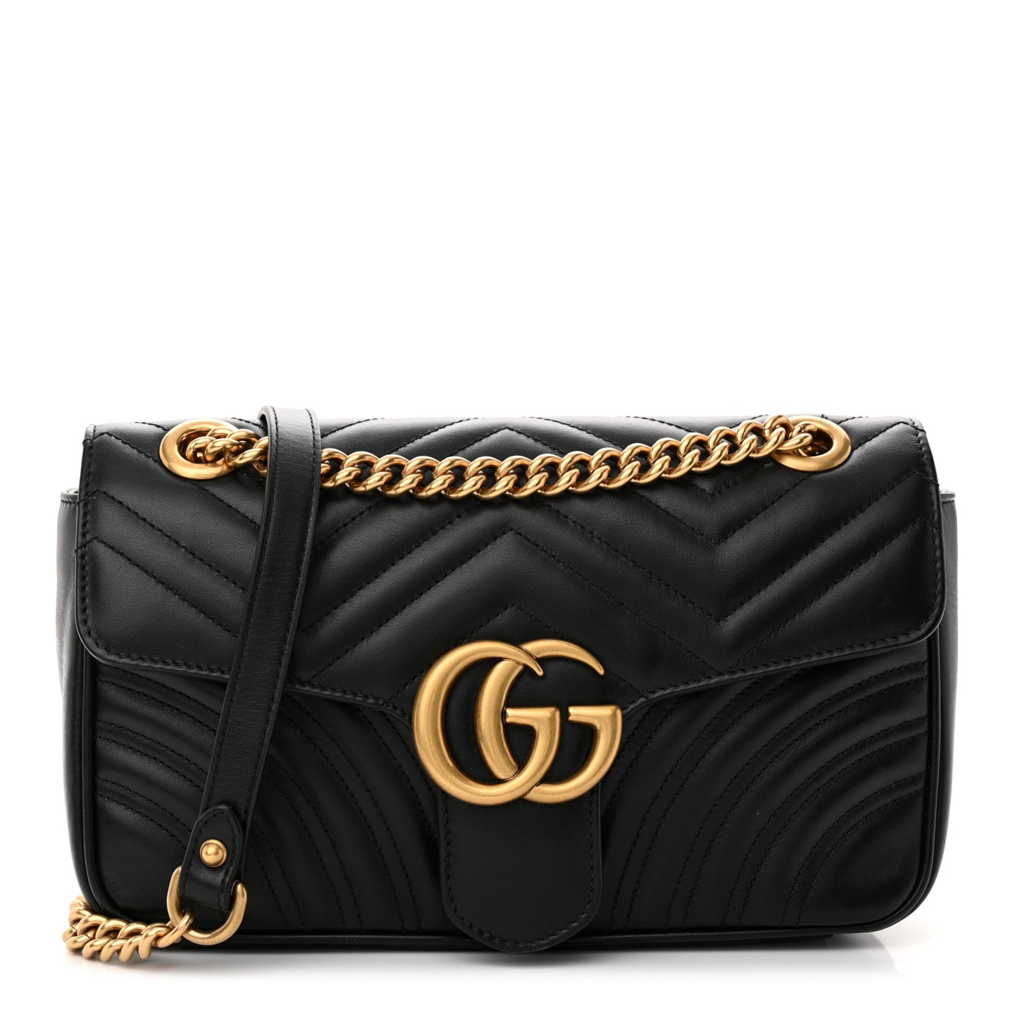 Calfskin Matelasse Small GG Marmont Shoulder Bag Black