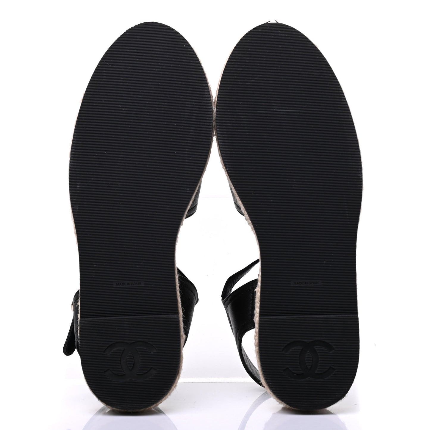 Lambskin Cap Toe CC Espadrilles Sandals 35 Black