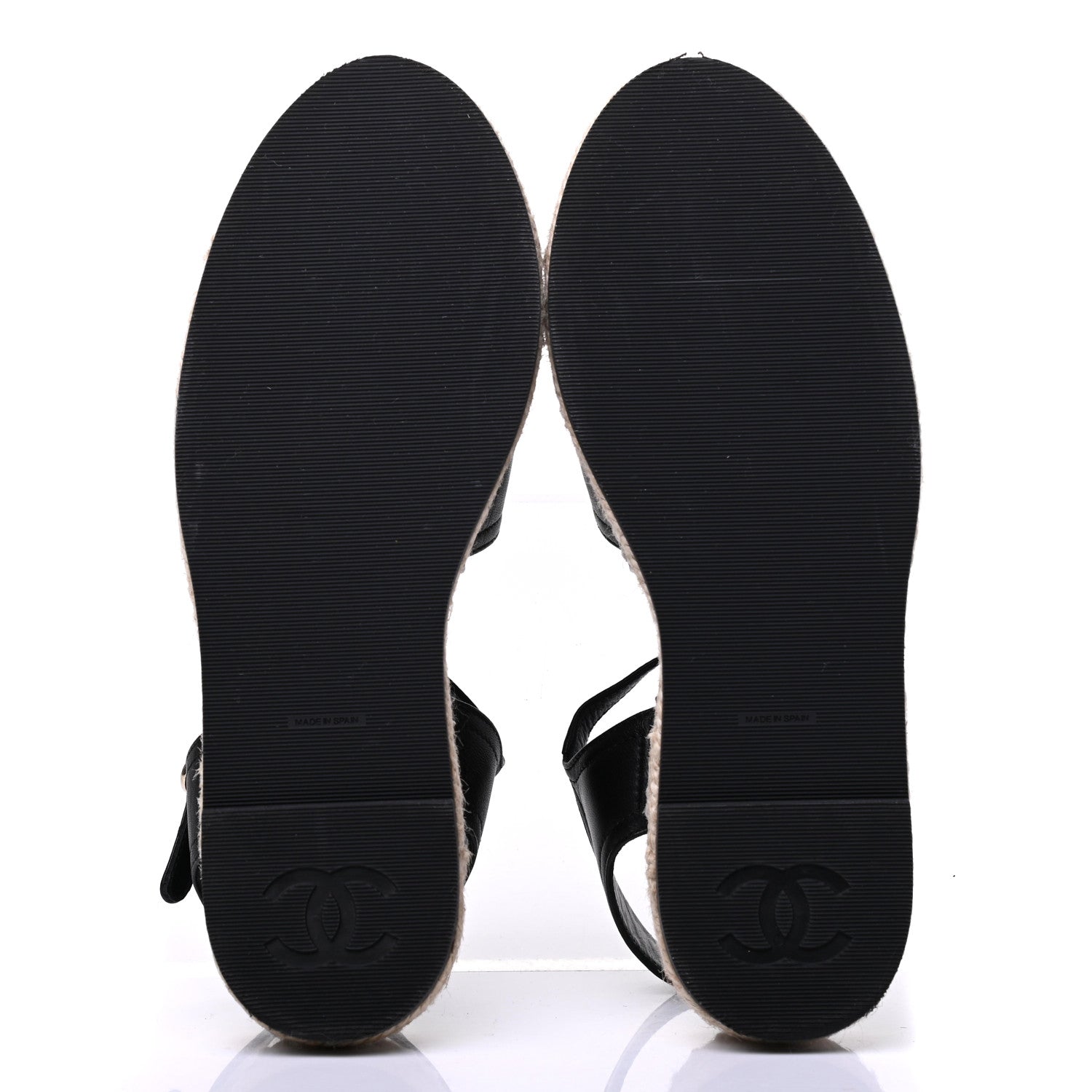 Chanel Lambskin Cap Toe CC Espadrilles Sandals 35 Black 6 of 11