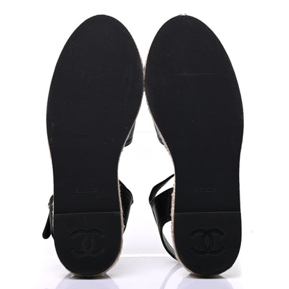 Chanel Lambskin Cap Toe CC Espadrilles Sandals 35 Black 6 of 11