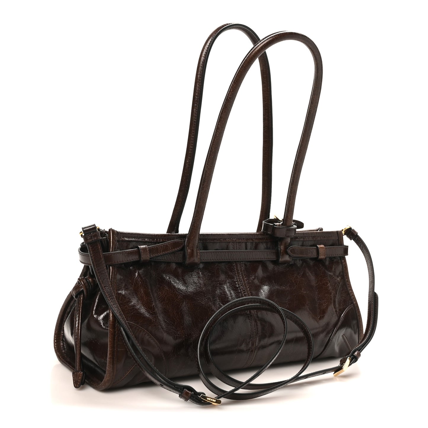 Shiny Nappa Medium Bonnie Shoulder Bag Moro