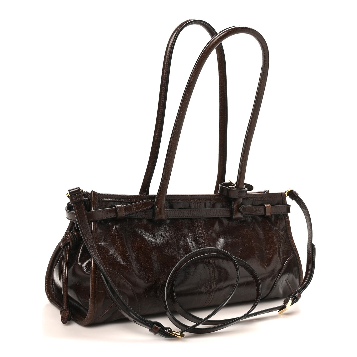 Prada Shiny Nappa Medium Bonnie Shoulder Bag Moro 3 of 9