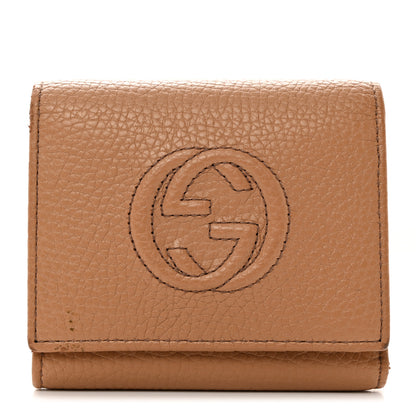 Gucci Pebbled Calfskin Soho Compact Flap Wallet Camelia 1 of 10
