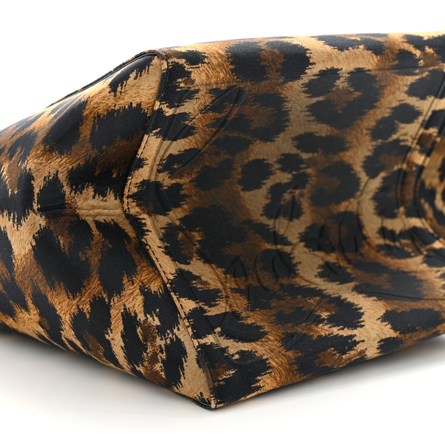 Christian Louboutin Crepe Satin Leopard Print Empire Spike Studded Mini Cabachic Bucket Bag Brown 9 of 10