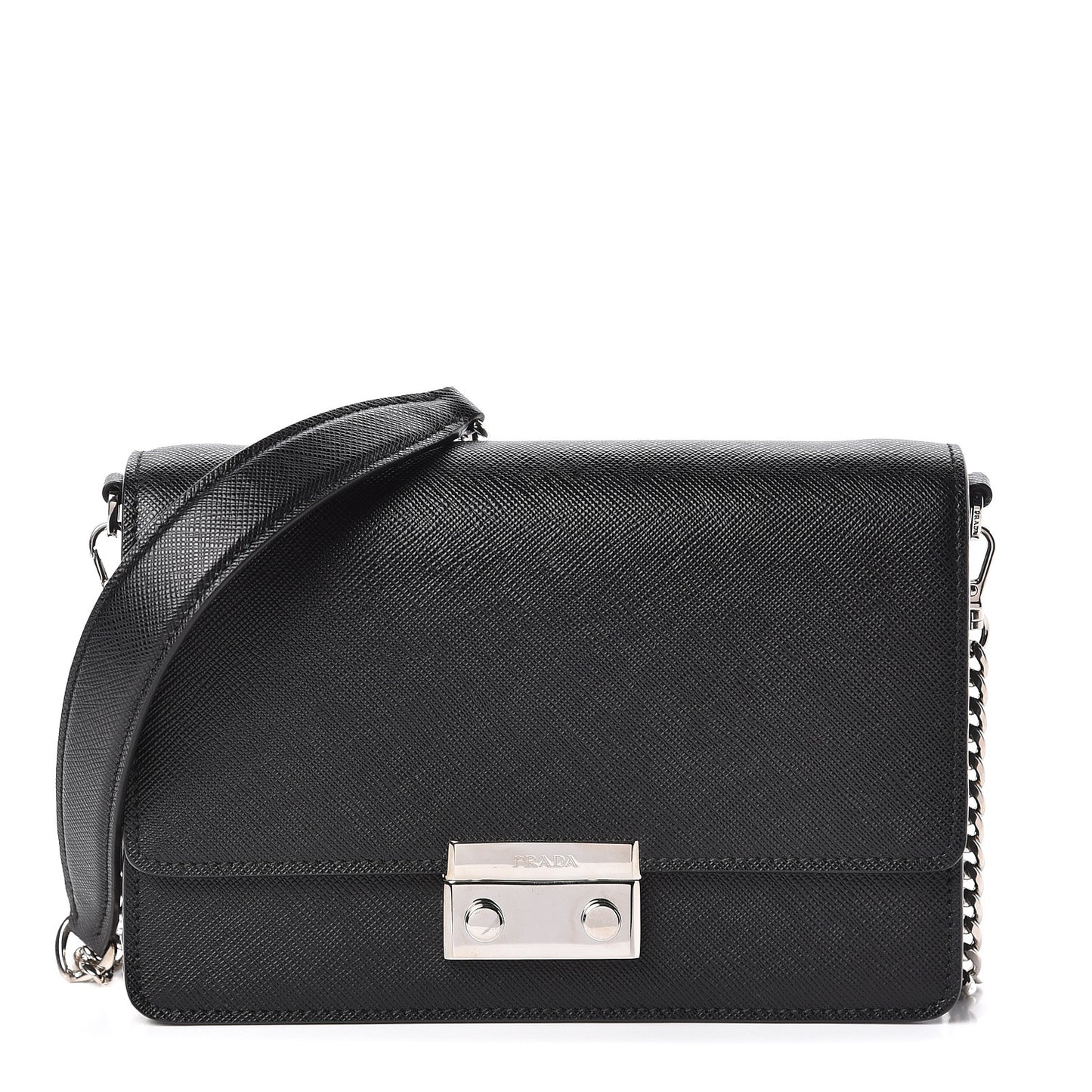 Saffiano Lux Bandoliera Crossbody Bag Black