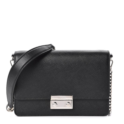 Prada Saffiano Lux Bandoliera Crossbody Bag Black 1 of 9