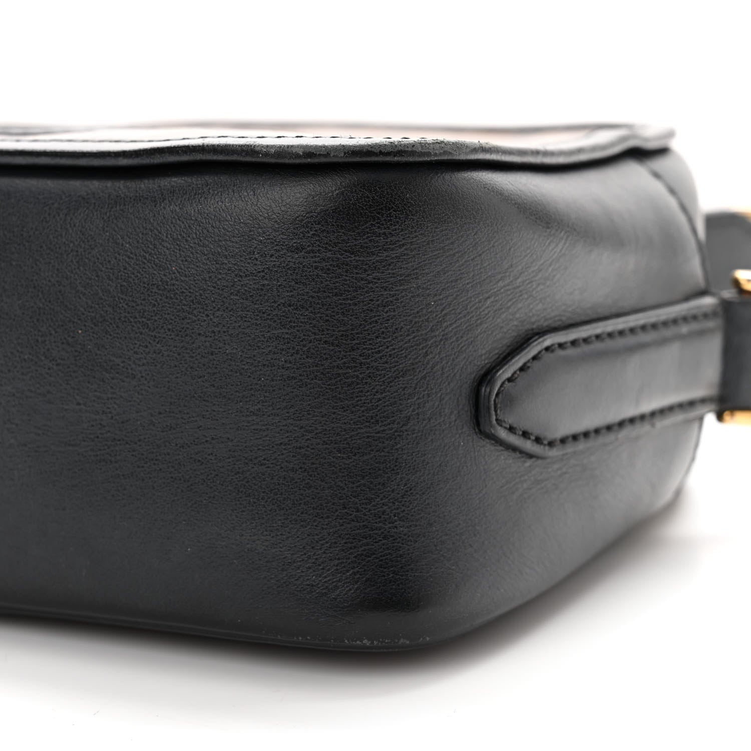 Fendi Glazed Fabric Vitello Century F is Fendi FF 1974 Stamp Patch Camera Case Mogano Panna Black 10 of 18