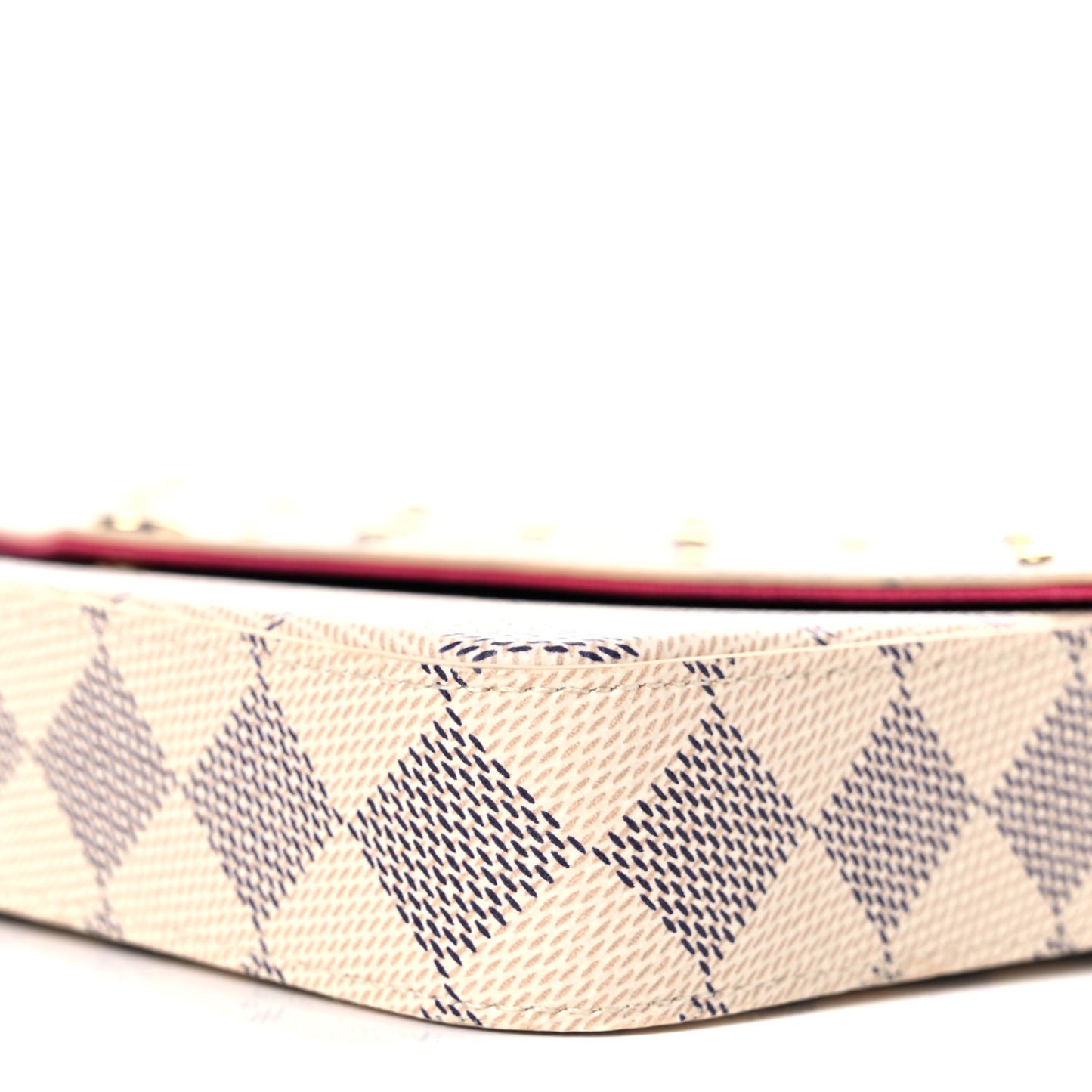 Damier Azur Studded Pochette Felicie Chain Wallet Fuchsia