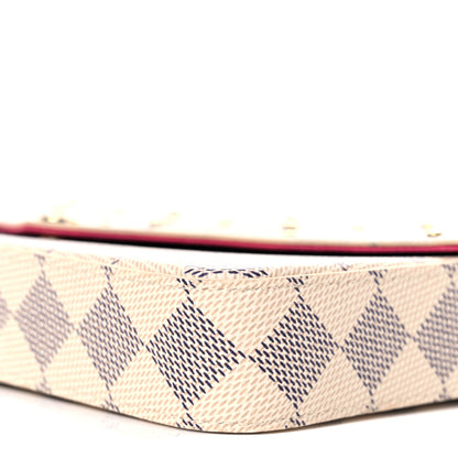 Louis Vuitton Damier Azur Studded Pochette Felicie Chain Wallet Fuchsia 8 of 9