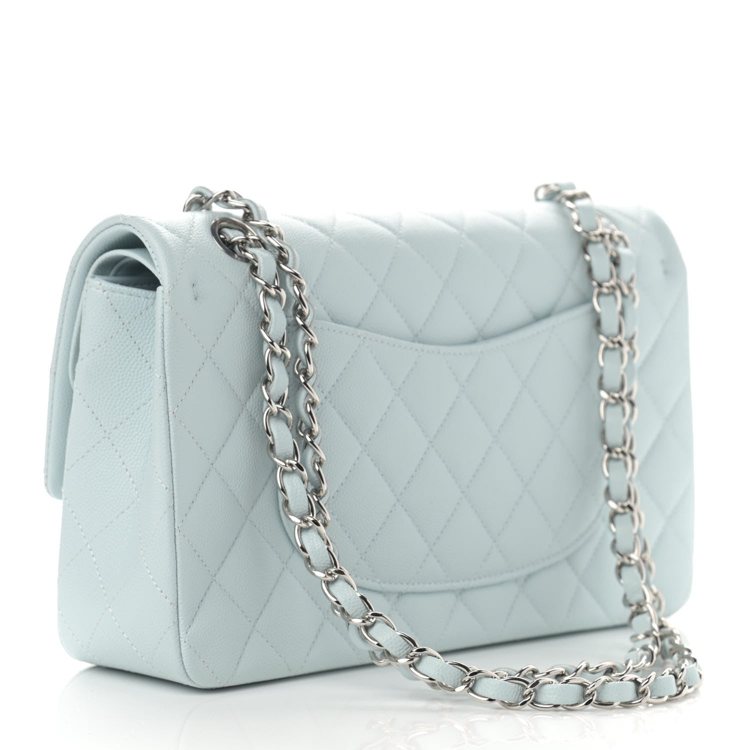 Chanel Caviar Quilted Medium Double Flap Light Blue 3 of 11