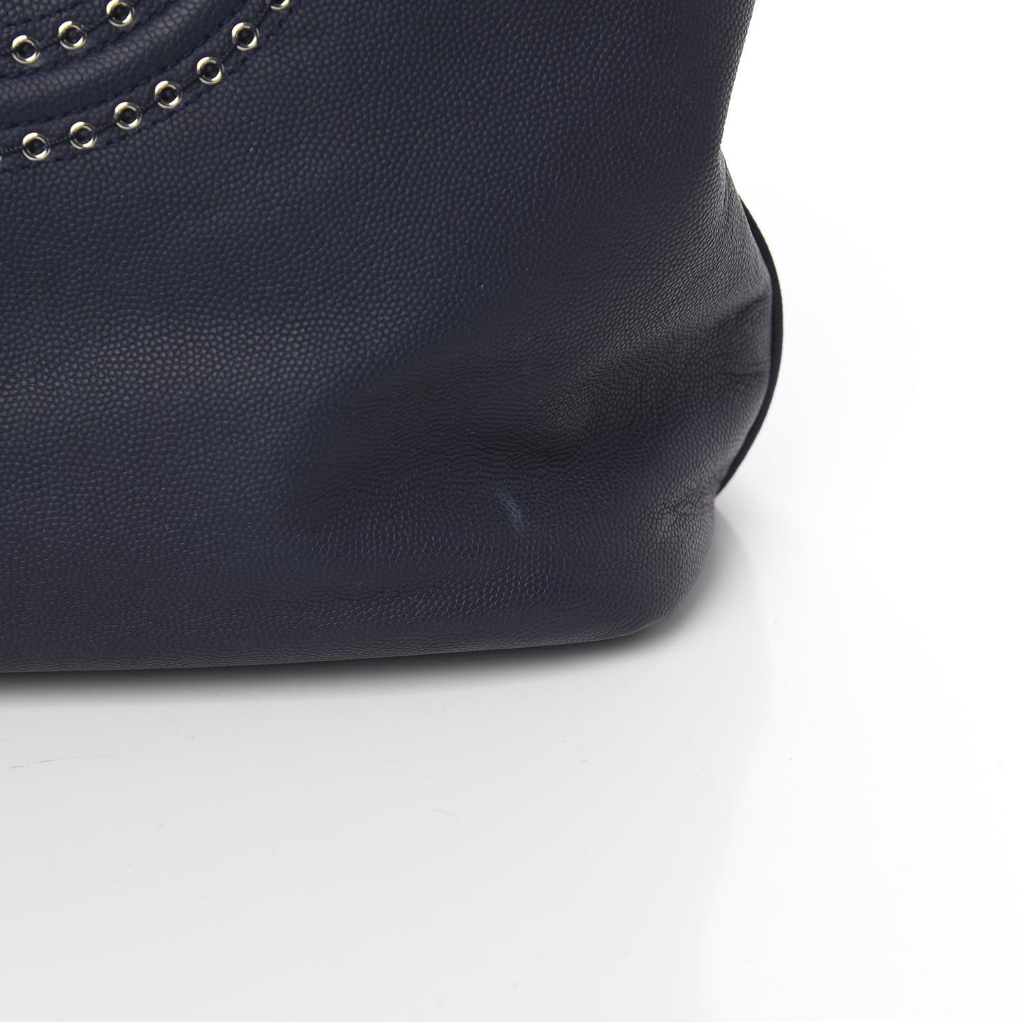 Grained Calfskin Large Coco Eyelets Shopping Tote Navy
