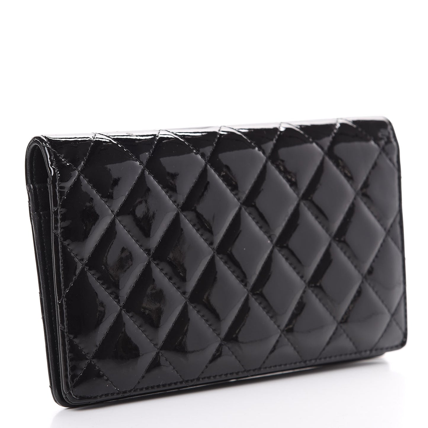 Patent Quilted Brilliant Yen Wallet Black