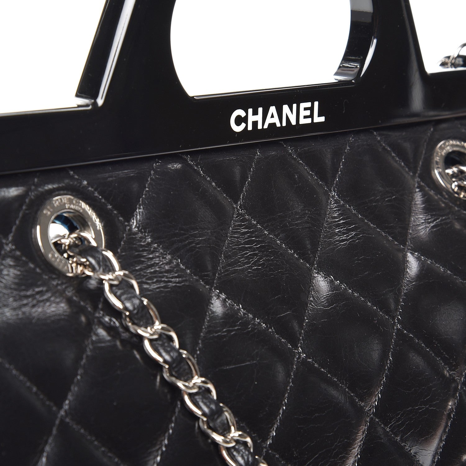 Chanel Glazed Calfskin Quilted Small CC Delivery Tote Black 12 of 12