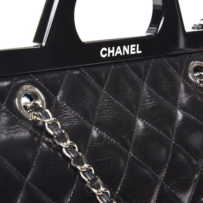 Chanel Glazed Calfskin Quilted Small CC Delivery Tote Black 12 of 12