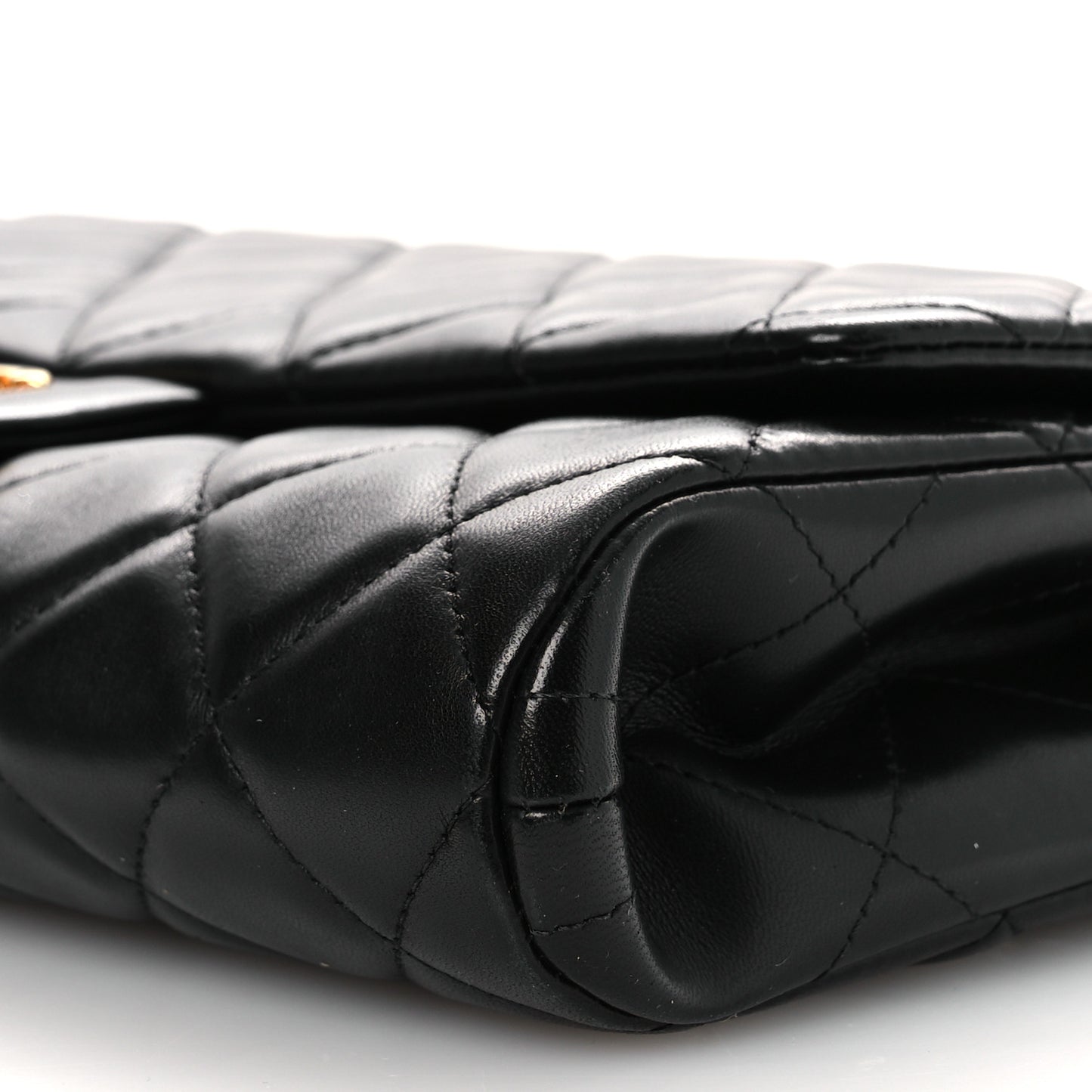 Lambskin Quilted Clutch with Chain Flap Black