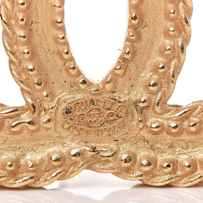 Chanel CC Drop Earrings Matte Gold 3 of 5