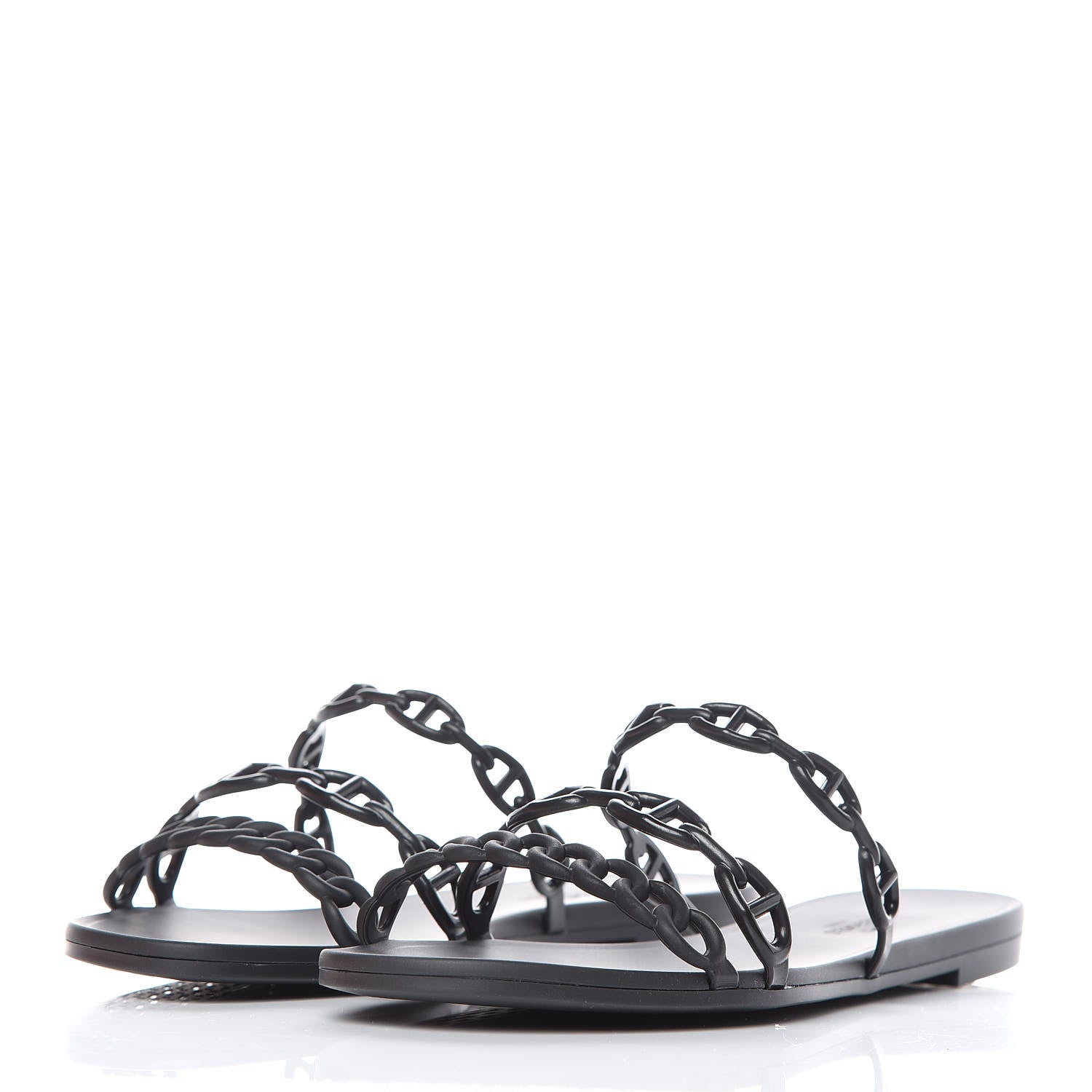 Hermes Rubber Chaine d'Ancre Rivage Sandals 40 Black 3 of 8