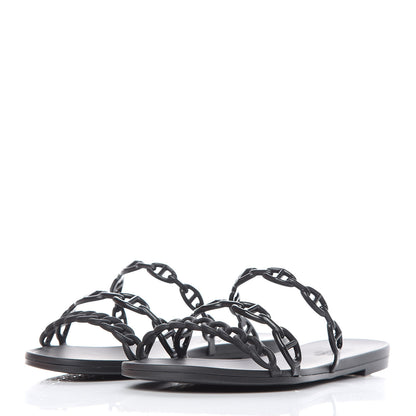 Hermes Rubber Chaine d'Ancre Rivage Sandals 40 Black 3 of 8