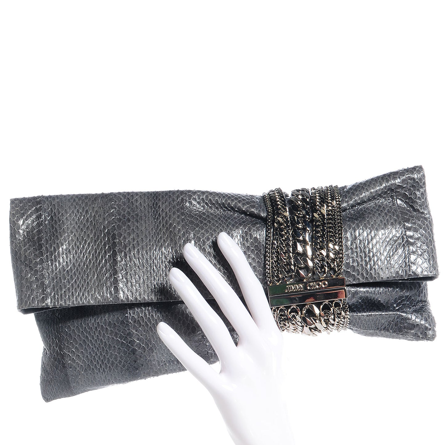Elaphe Snakeskin Chandra Clutch Grey