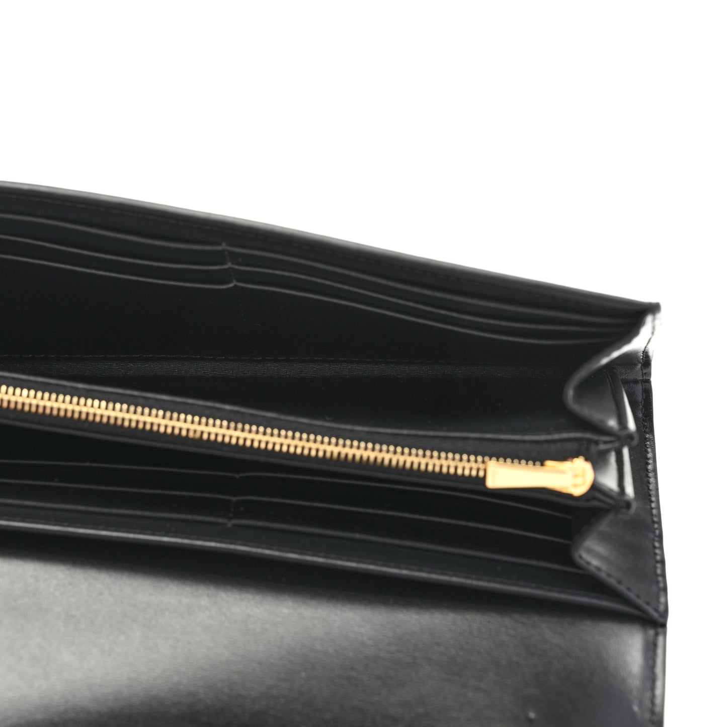 Shiny Calfskin Long Triomphe Wallet Black