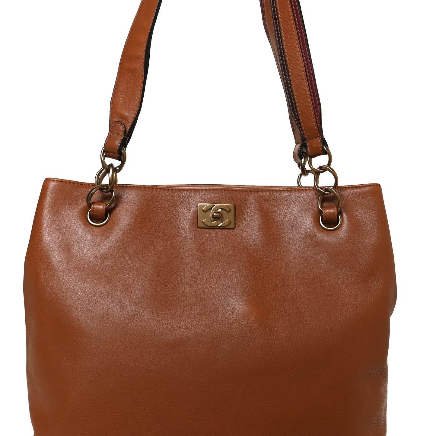 Lambskin North South Tote Brown