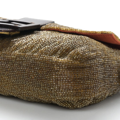 Fendi Beaded Baguette Beige Gold 9 of 9