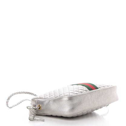 Gucci Laminated Nappa Web Trapuntata Small GG Shoulder Bag Argento 4 of 10