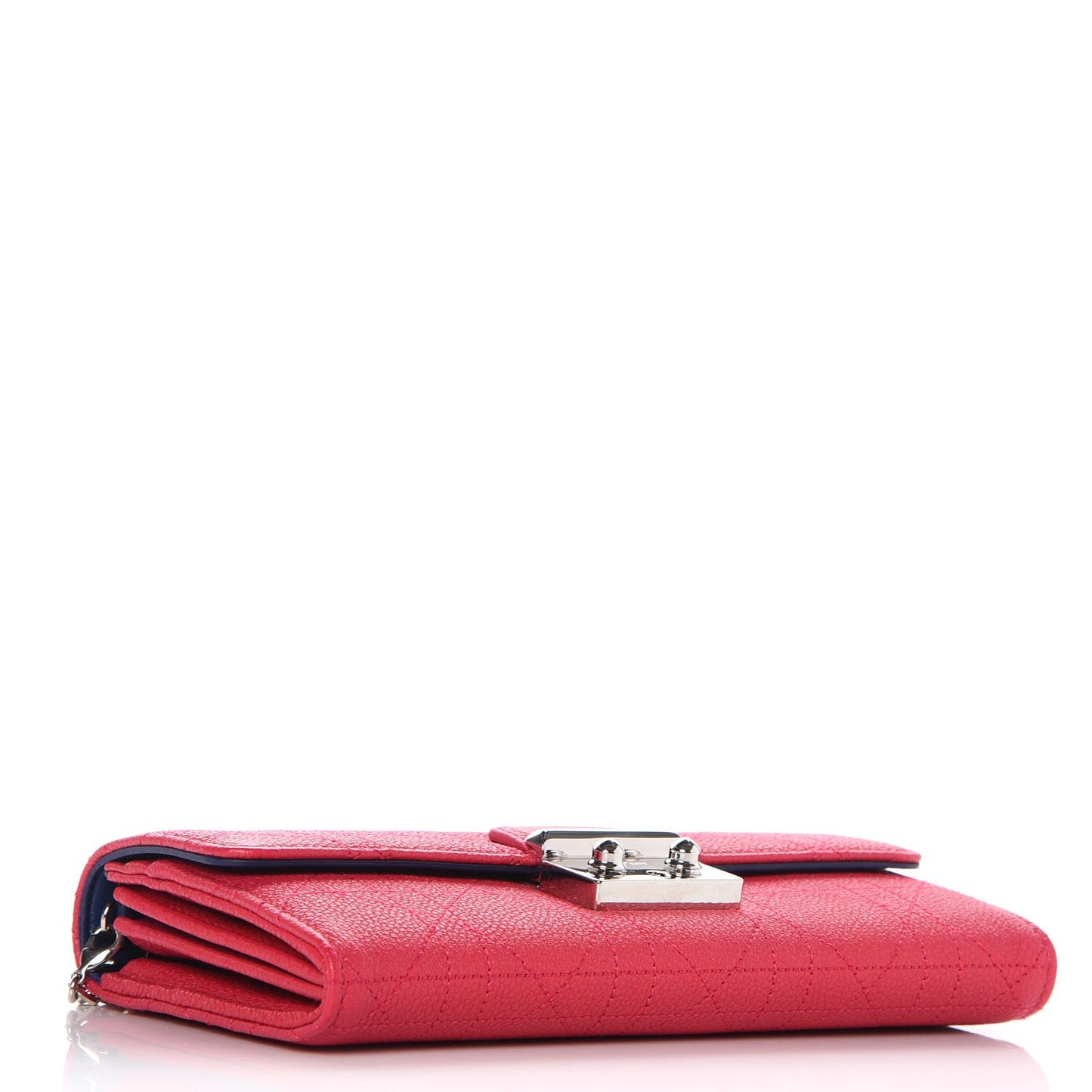 Grained Calfskin Cannage Miss Dior Chain Wallet Fuchsia