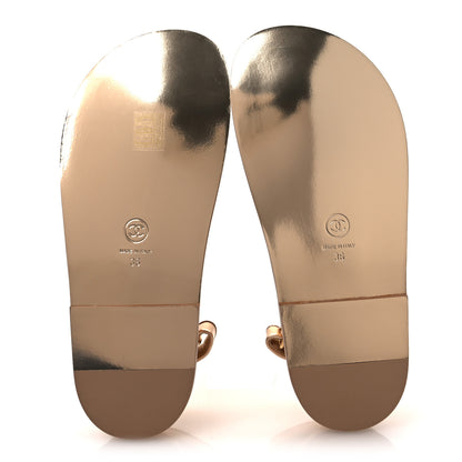 Chanel Metallic Laminated Calfskin Velcro Dad Sandals 36 Golden 8 of 12