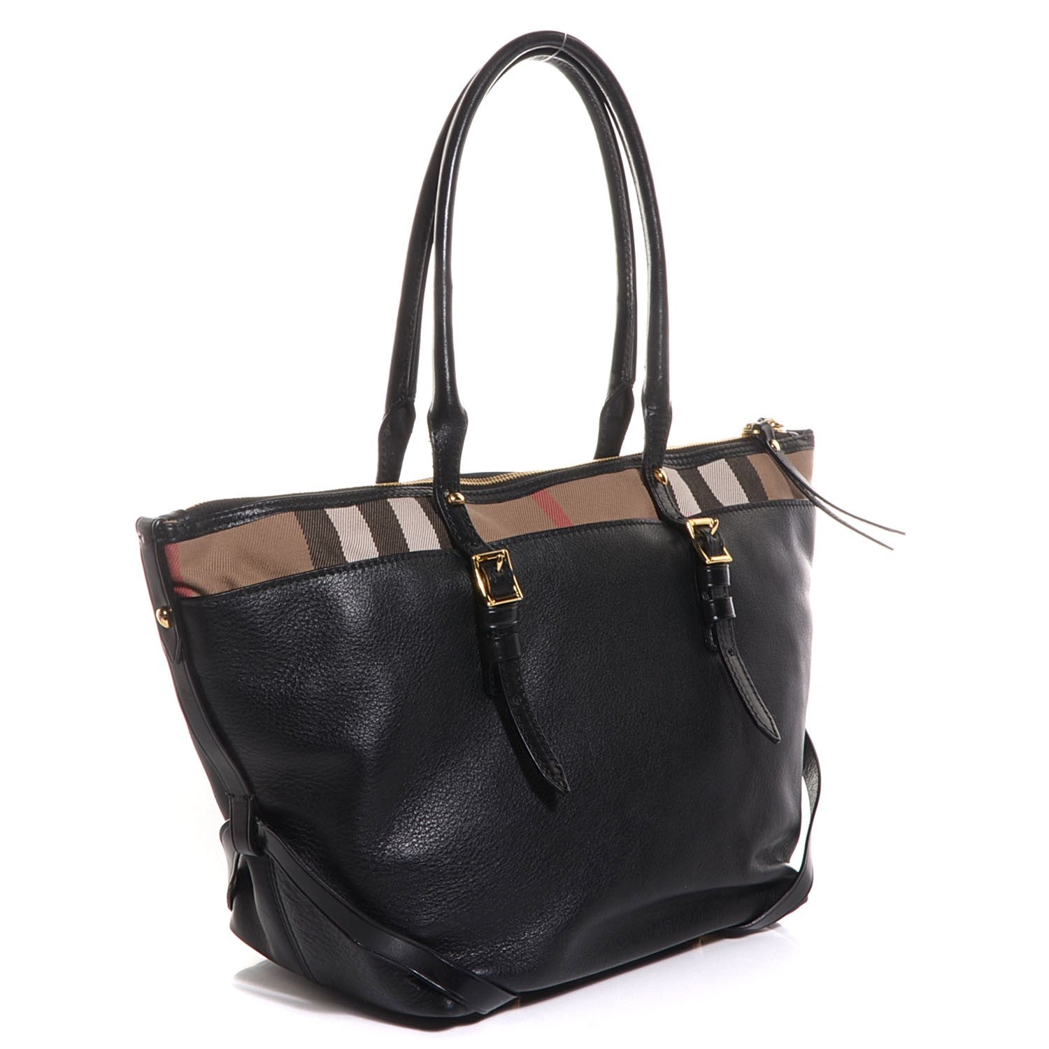 Burberry Soft Leather House Check Small Salisbury Tote Black 3 of 14