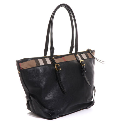 Burberry Soft Leather House Check Small Salisbury Tote Black 3 of 14