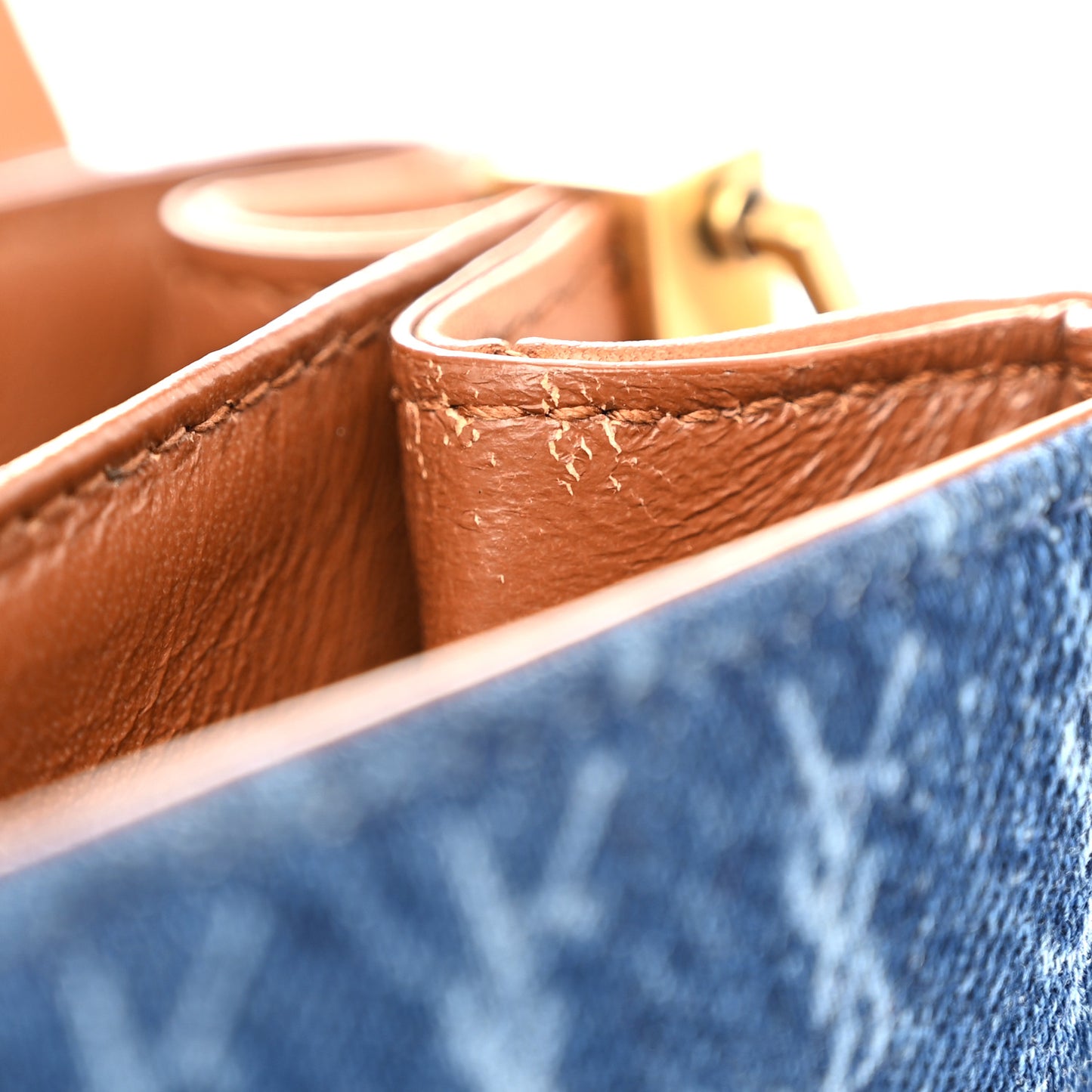 Suede All-Over Monogram Small Le Monogramme Satchel Denim