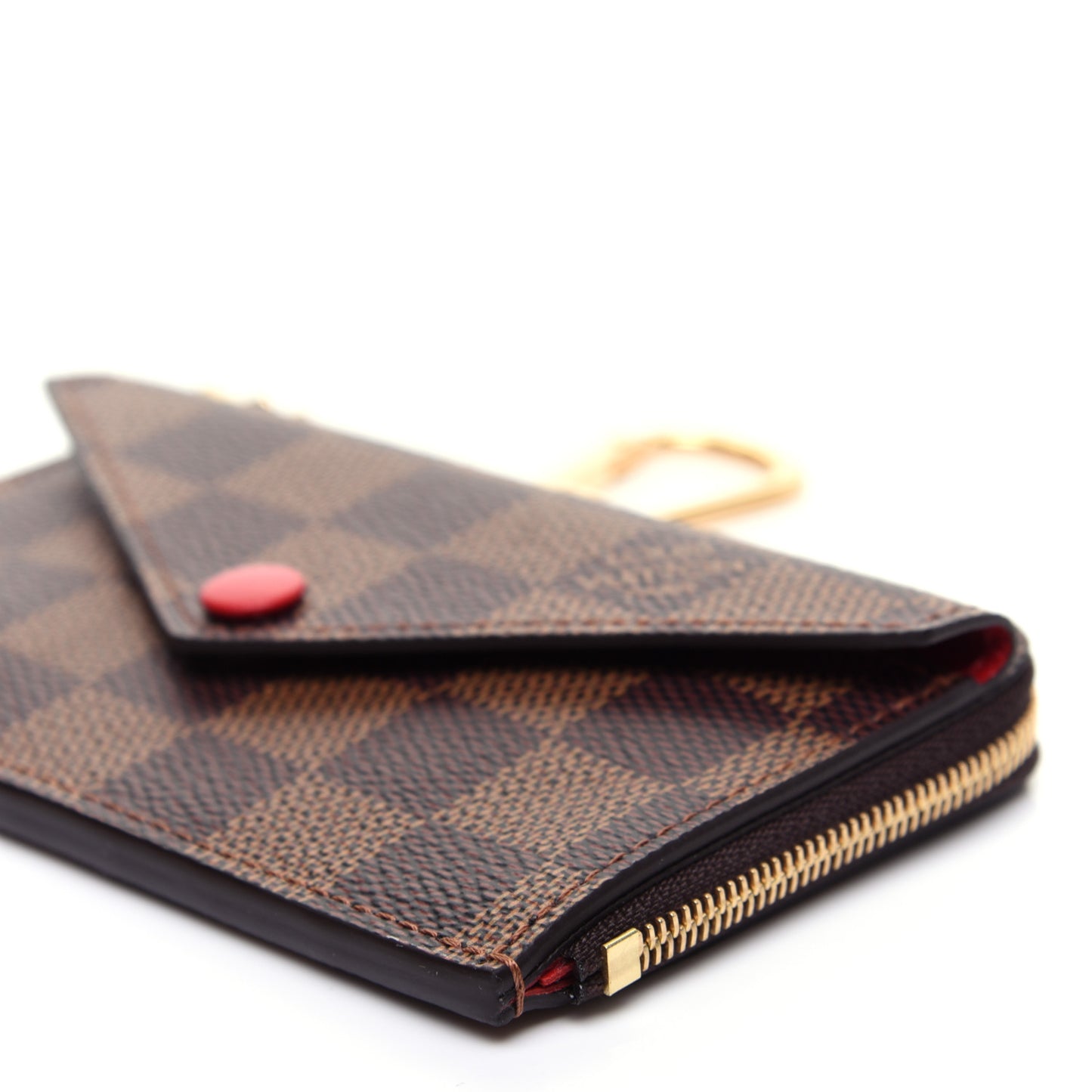 Damier Ebene Recto Verso Card Holder Red
