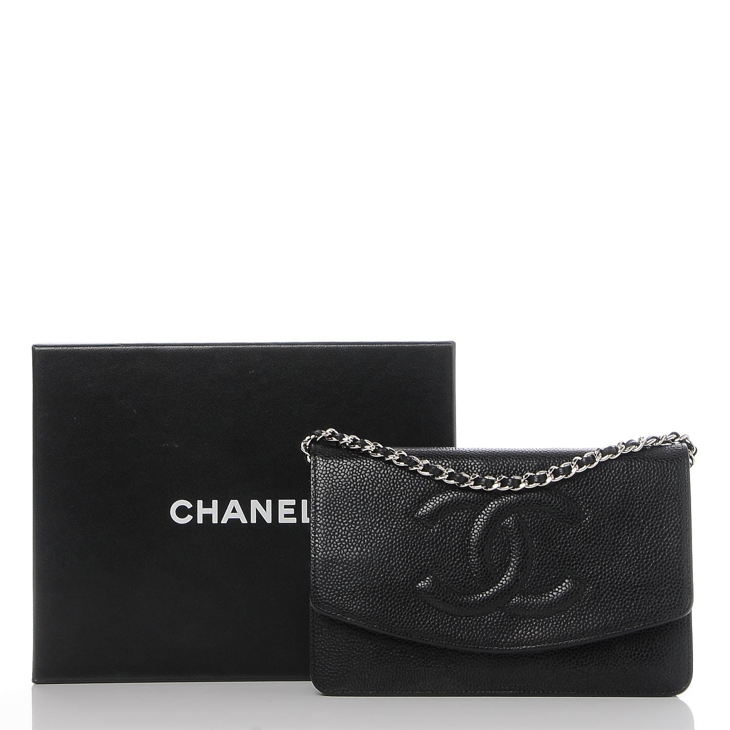 Chanel Caviar Timeless CC Wallet On Chain WOC Black 9 of 9