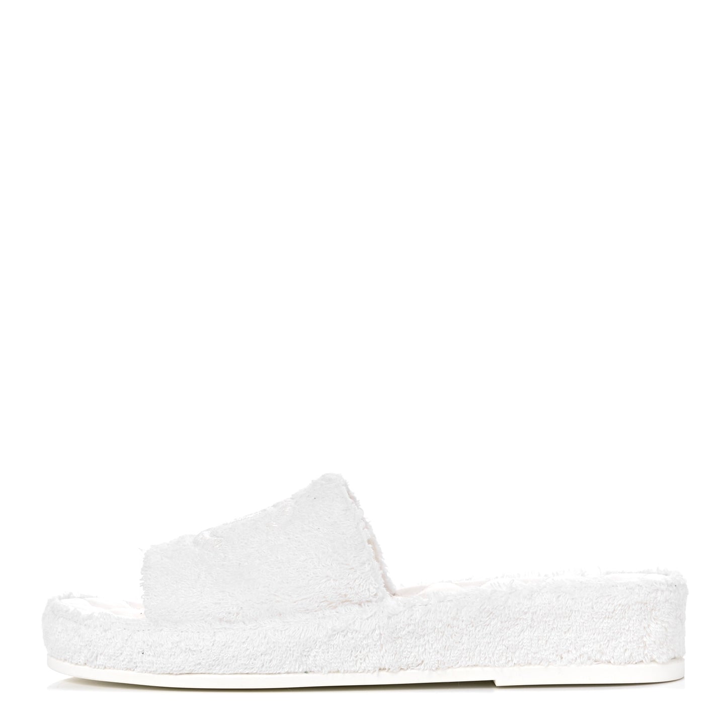 Patent Fabric CC Flat Slide Sandals 40 White