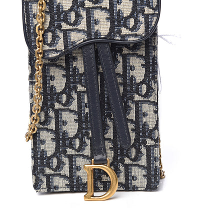 Christian Dior Oblique Saddle Chain Clutch Blue 9 of 10