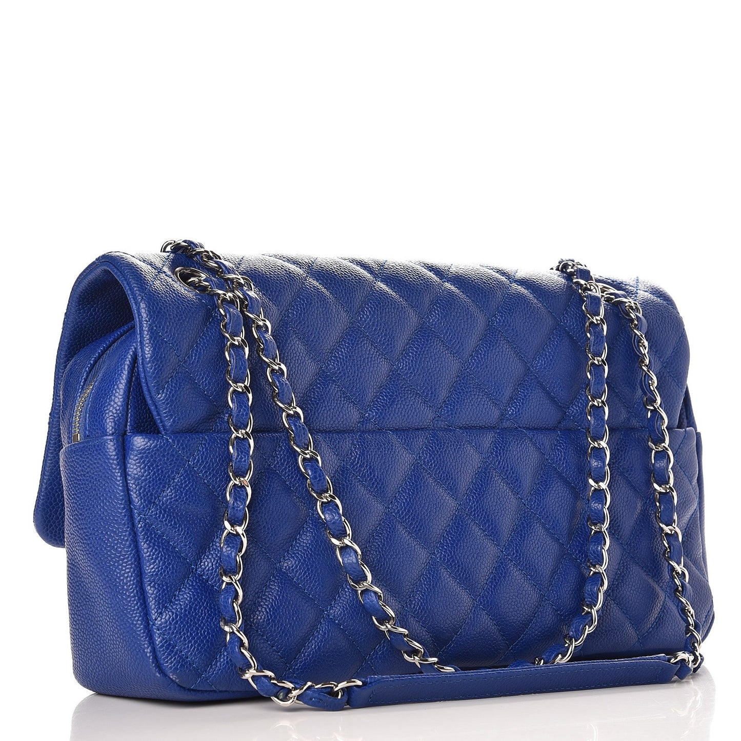 Caviar Quilted Jumbo Easy Flap Blue